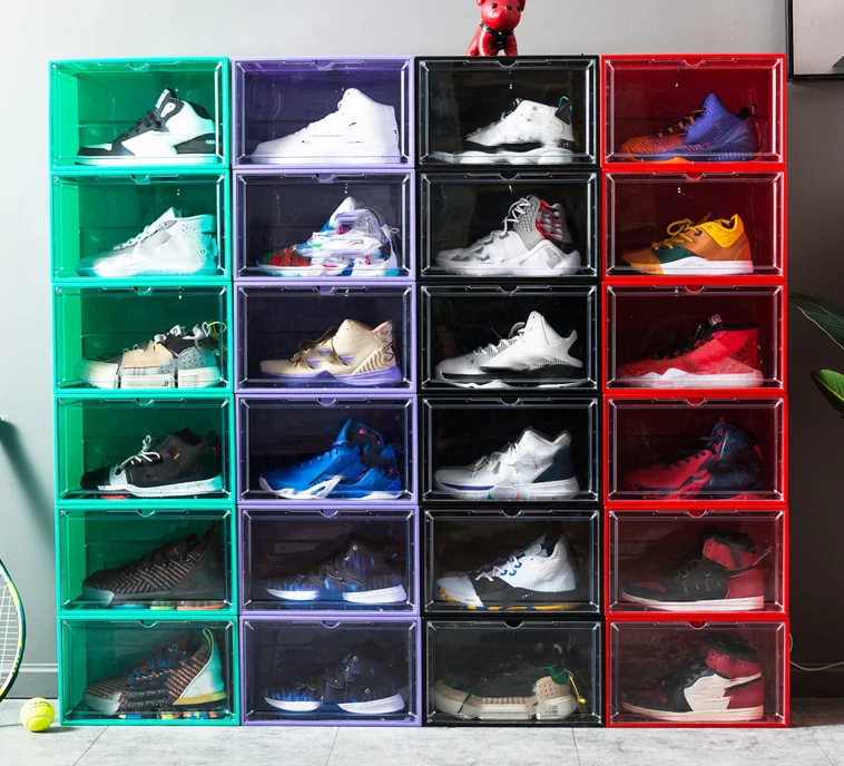 Supplier Underbed Storage Slide Out Clear Custom Shoe Containers Transparent Color Hard Plastic Shoe Box Foldable Drawer Stack