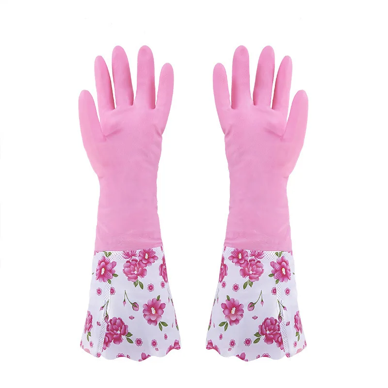 Winter thickening rubber latex washing clothes washing dishes gloves durable waterproof gloves with velvet