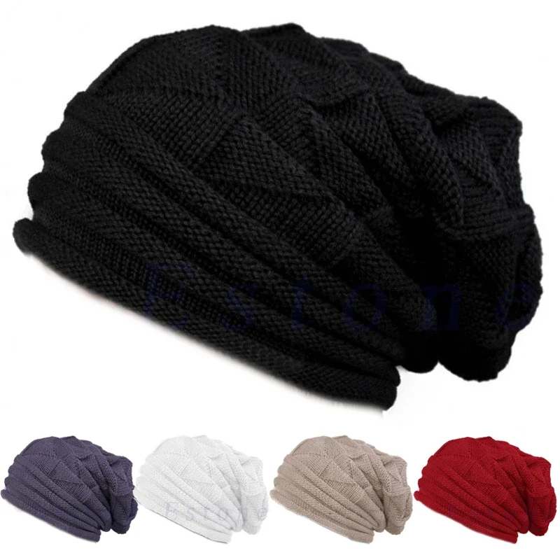 Women Men Unisex Knitted Baggy Beanie Hat Oversized Winter Warm Hats Ski Slouchy Cap Skullies Beanies Wool Cap Beanies Winter