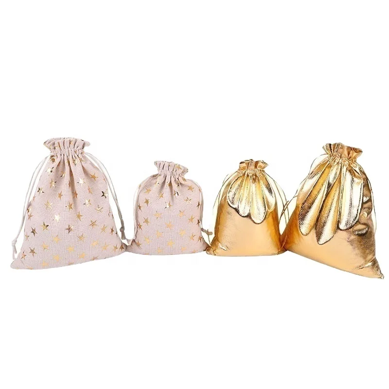 Christmas linen bronzed Bundle Pocket Set Advent Calendar Candy Gift bag Christmas drawstring Fortune bag