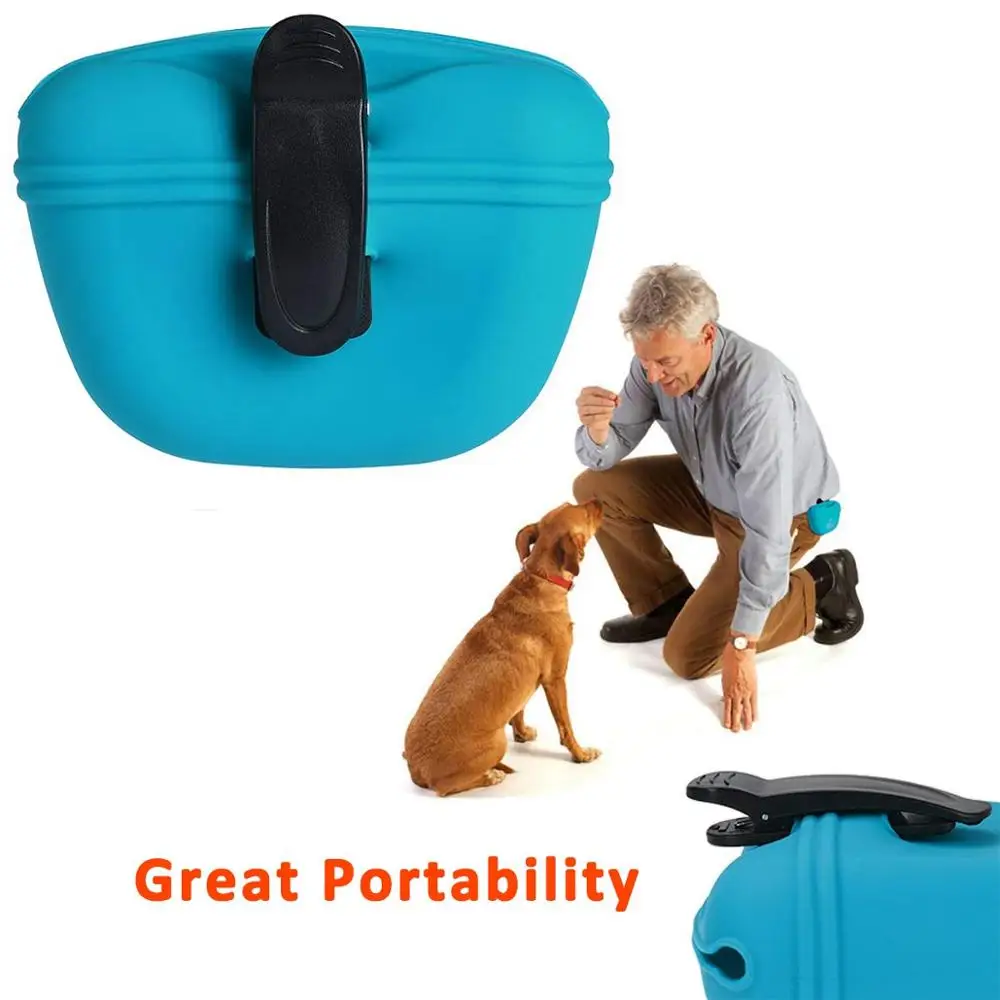 
Dog Walking Treat Pouch Pet Training Food Dispenser with Waist Clip Silicone Treat Pouch 