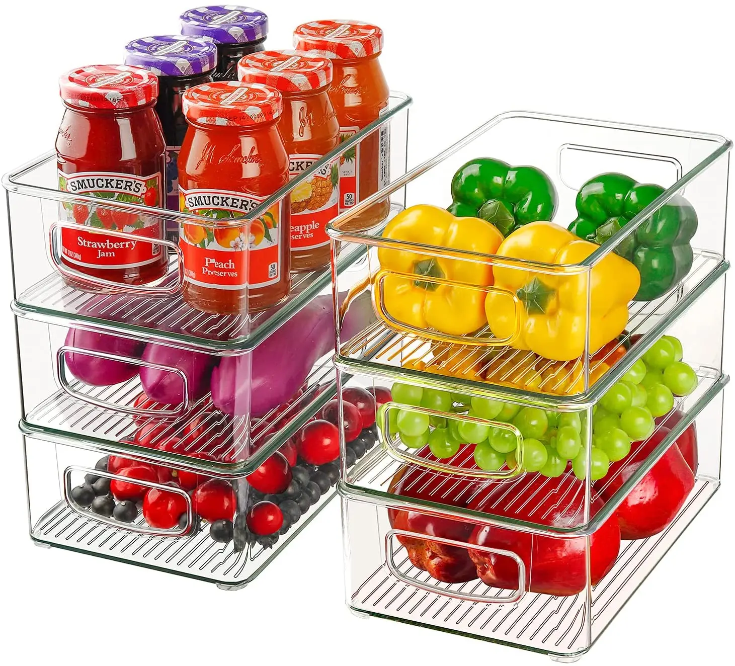 BPA Free High Transparent Stackable Vegetable Fruit Snacks Sauce Refrigerator Freezer Organizer  Food Storage Drawers Set
