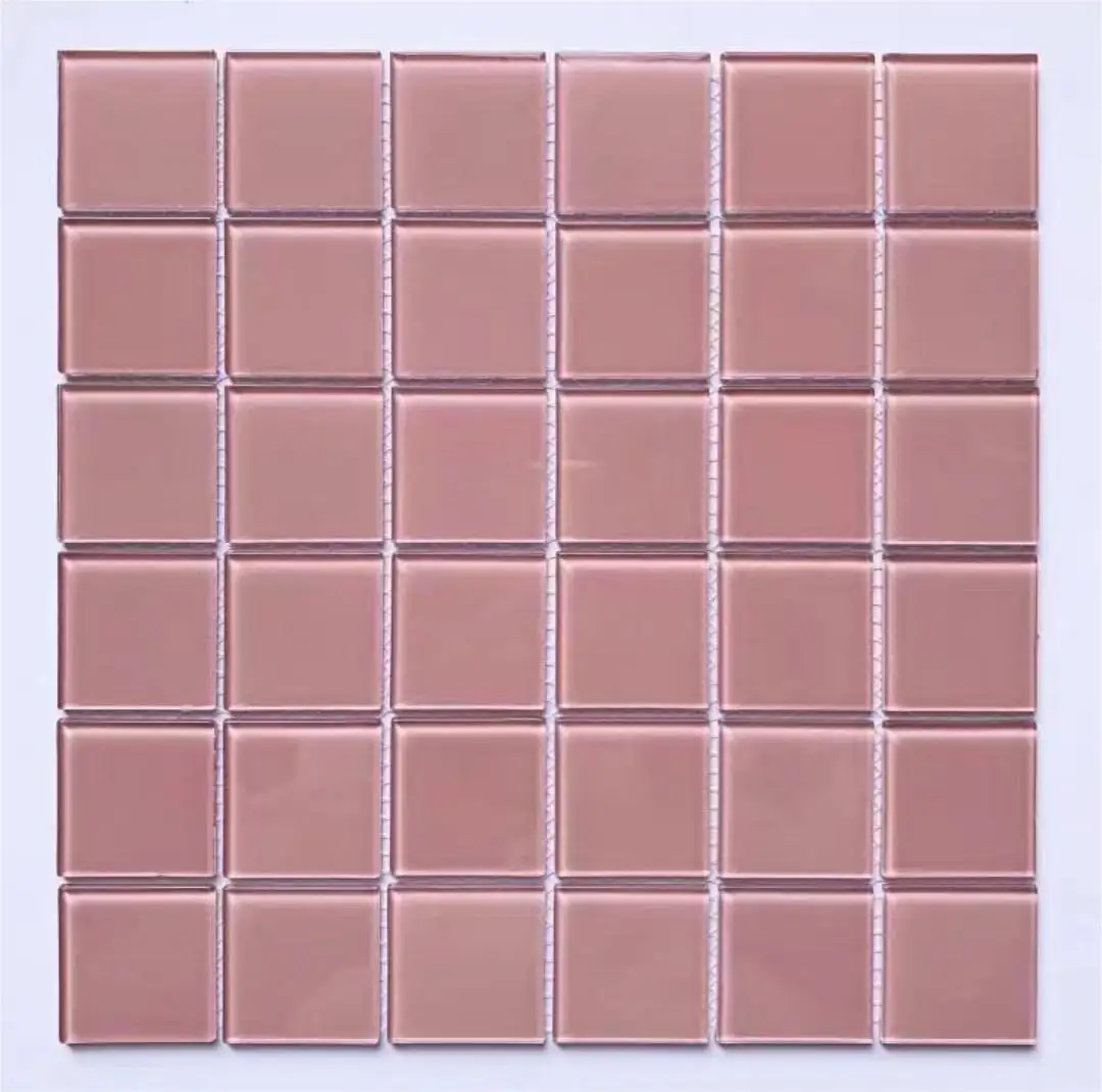 Pink block colour glass mosaic