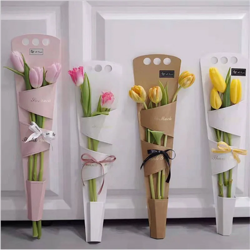 Wrapping Gift Waterproof Decoration Packaging  Kraft Paper Flower Sleeves Carry Bags