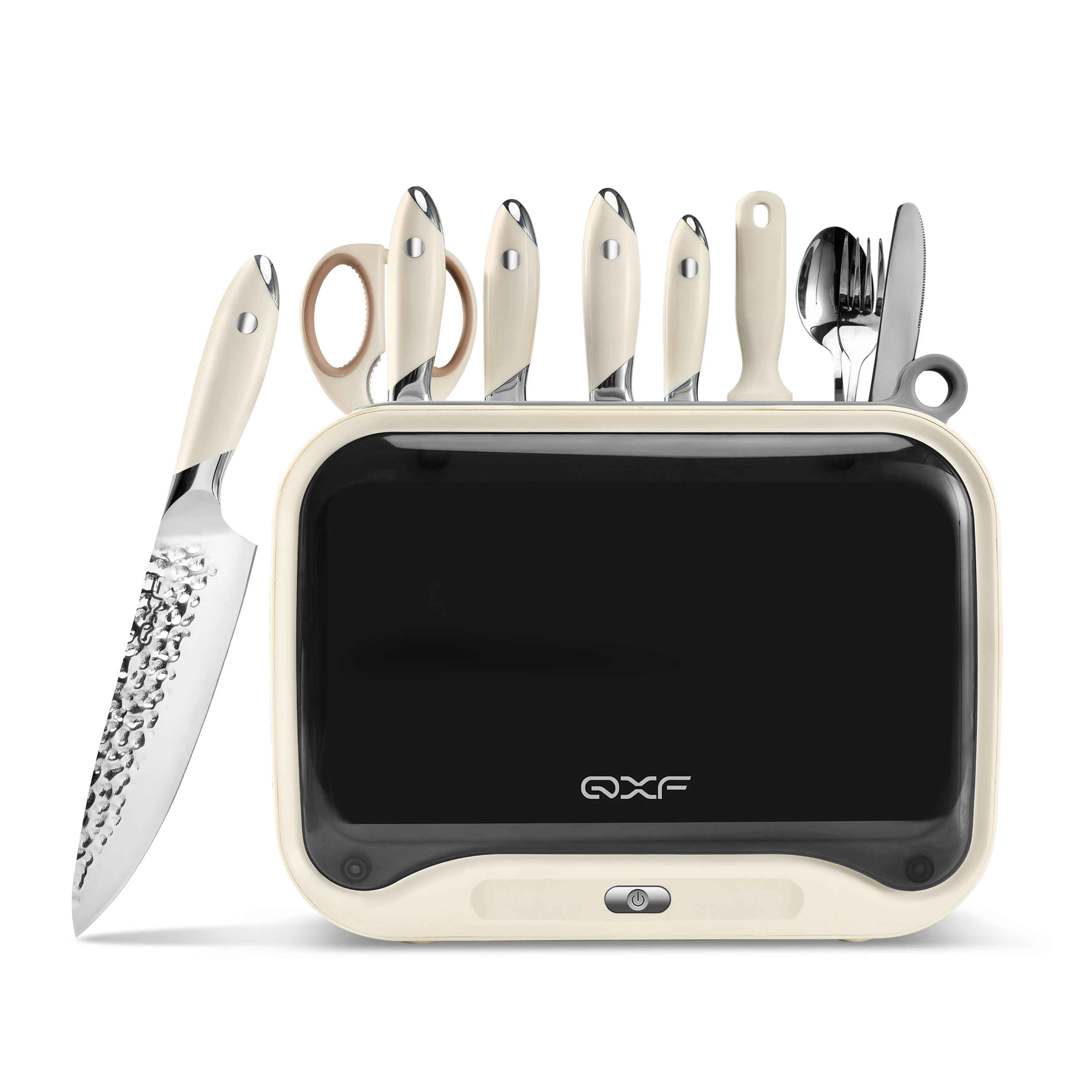 High End Smart Knife Block 9 Pcs Kitchen Knife Set Cutting Board Set Full Tang Chef Knife Set with ABS Handle