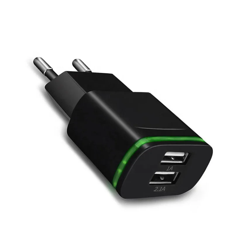 Лидер продаж на Amazon настенные зарядные USB-устройства для путешествий со светодиодной подсветкой адаптер переменного тока 5 В/2 1 А 2 порта вилка европейского стандарта портативный зарядное