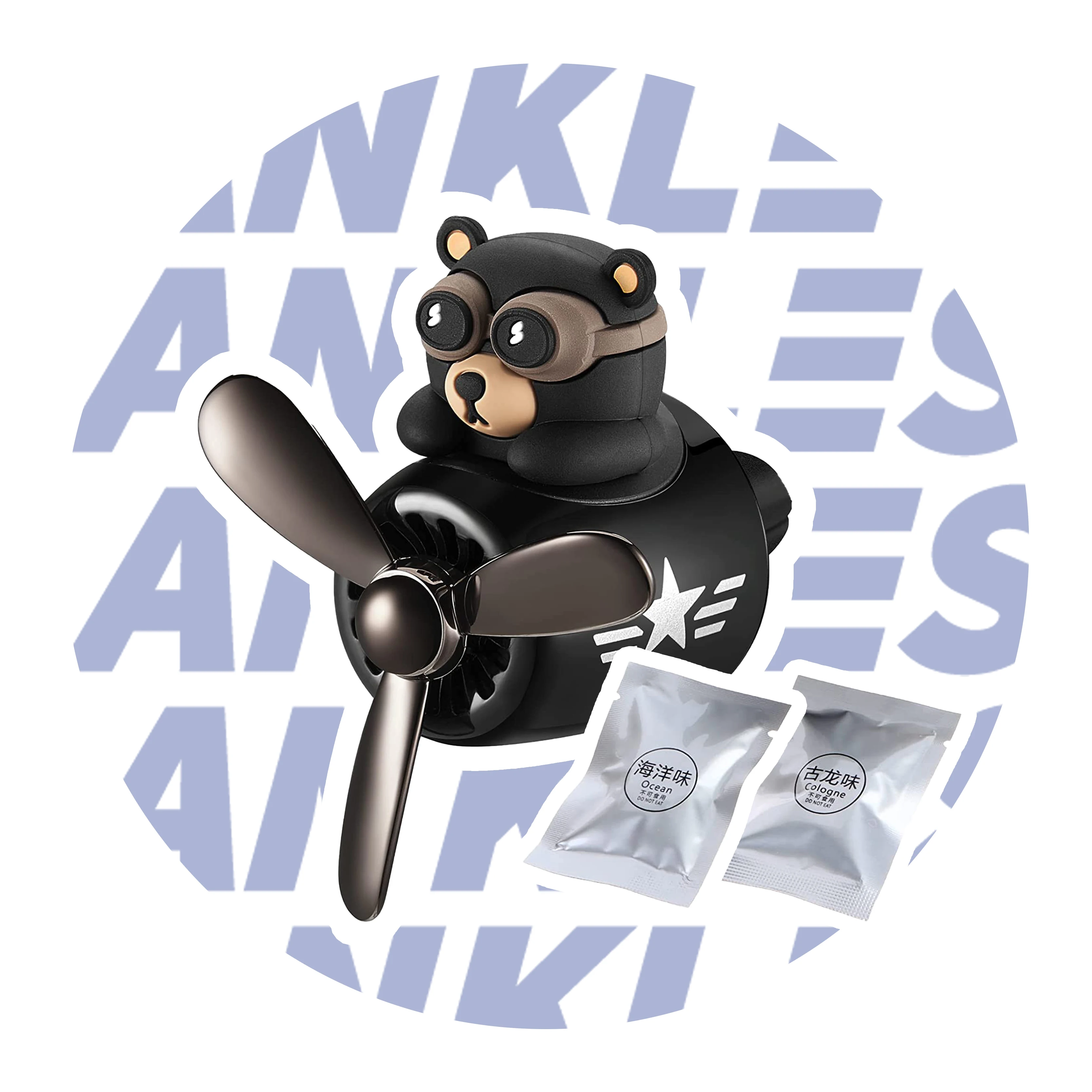 ANKLES high quality wholesale car accessories freshener custom logo luxury bear pilot vent clip car freshener