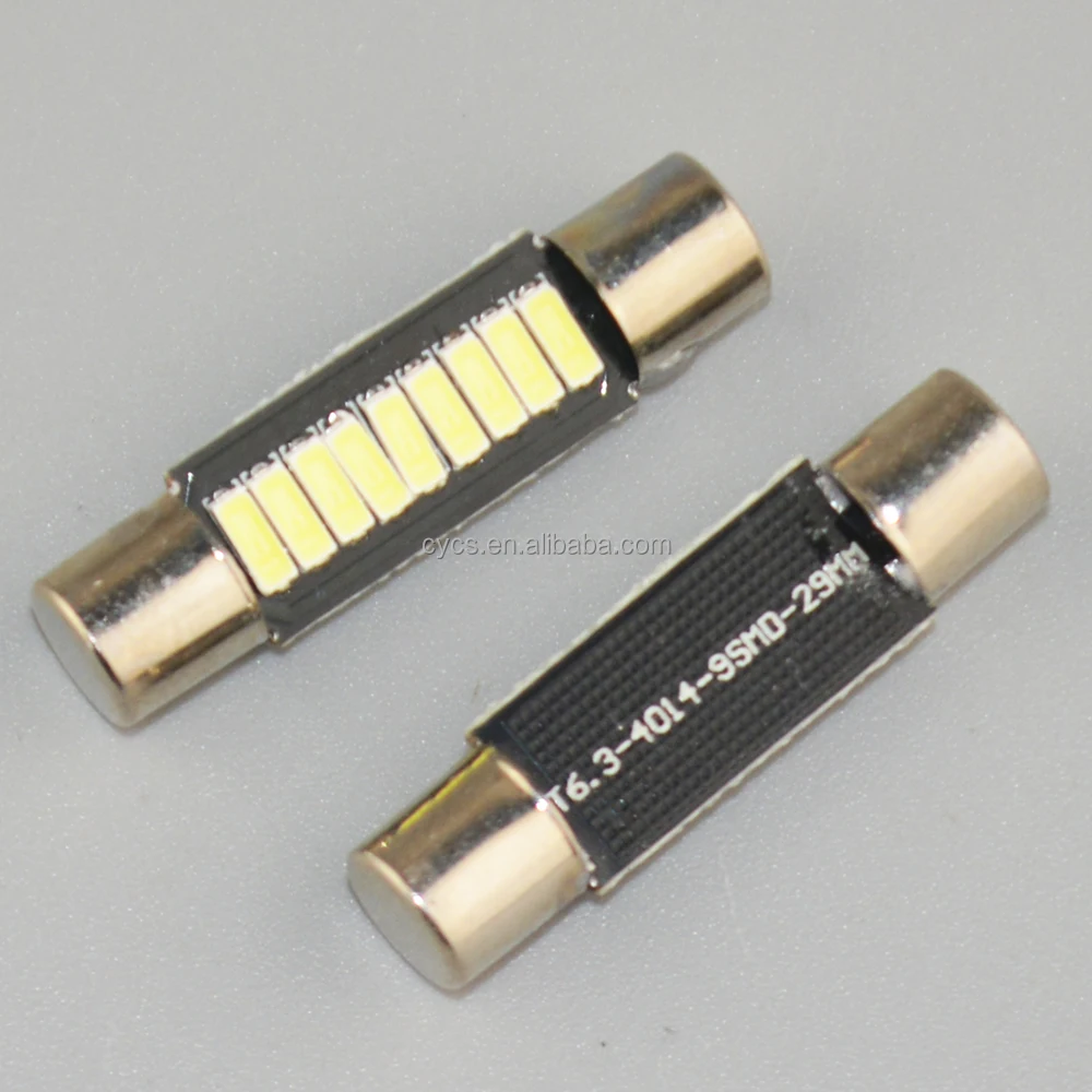 12V DC 29MM Car Interior Reading Lights Auto Dome Lamp License Flat Bulb Round Head T6.3 4014 9smd Festoon light led car