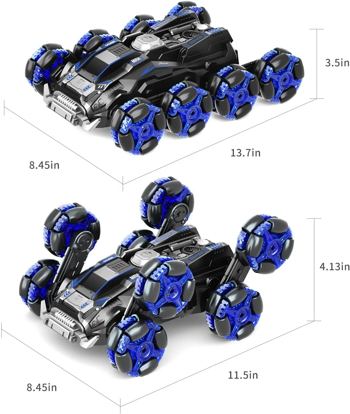 2.4 GHz Stunt Car RC Crawler, 4WD Transform Automatically 10Km/h All Terrains Vehicle Off-Road Gesture Sensor Truck with Lights