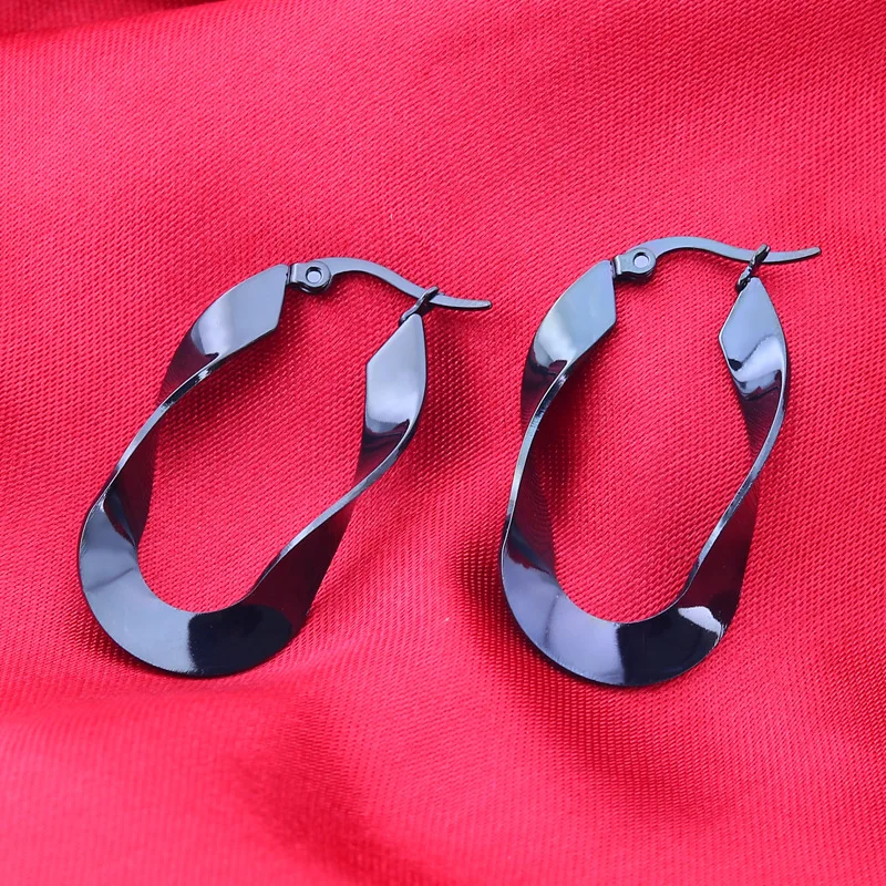 Jewelry Wholesale 3 colors   Stainless Steel Men Girls Rings Earrings Oval Spiral Piercing Jewelry