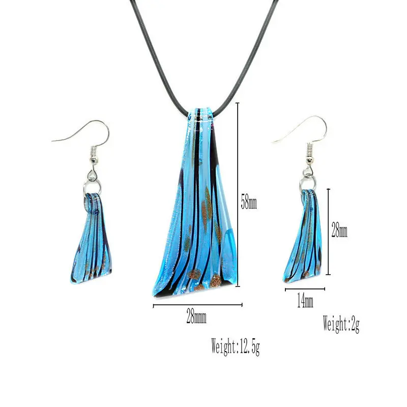 Wholesale Retro Fashion Murano Glass Necklace and Earrings Set Handmade Gold Sand Painting Classic Style