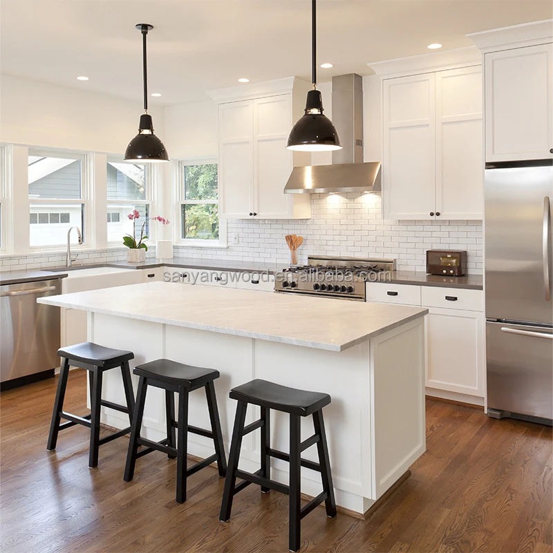 Home Improvement Kitchen Cupboard White PET Lacquer High Glossy Kitchen Cabinet Design