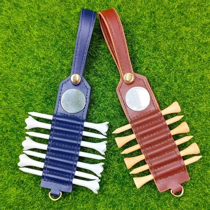 PU Leather Golf Tee Holder Golf Bag Belt Clip with Hook Carabiner Golf Tee Belt Clip
