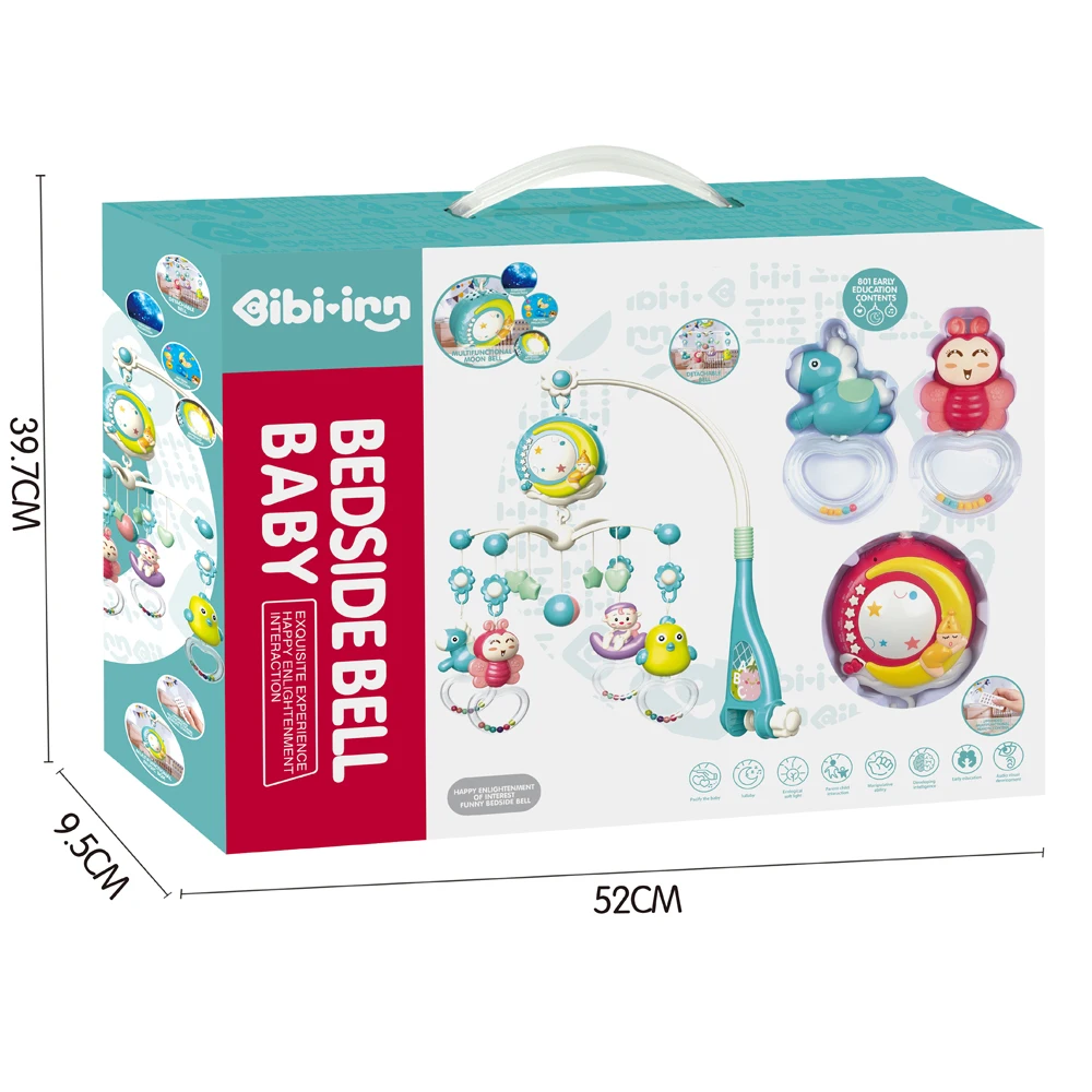 Sleep Music Multifunction Remote Control Musical Bed Bell Rattle Baby Toy Hanging Baby Music Bed Bell Crib Mobile