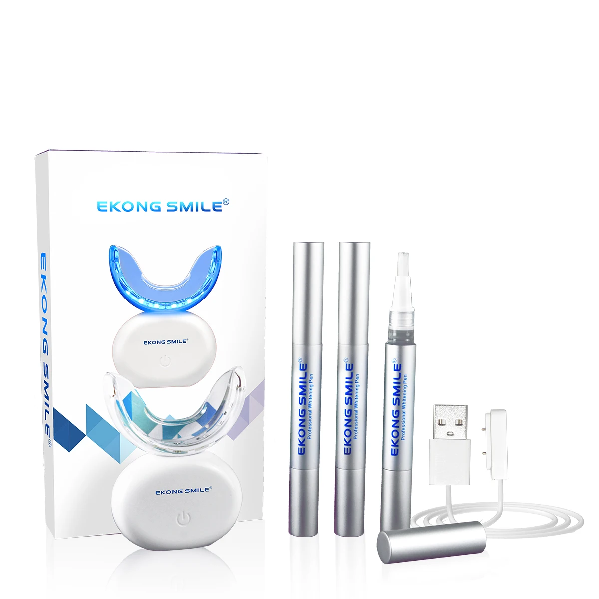 32 Led Teeth Whitening Kit Professional Mini Led Device 3 Color Lamp Led Light Tray No Label  Gel Pods 24k Gold Silver Pen
