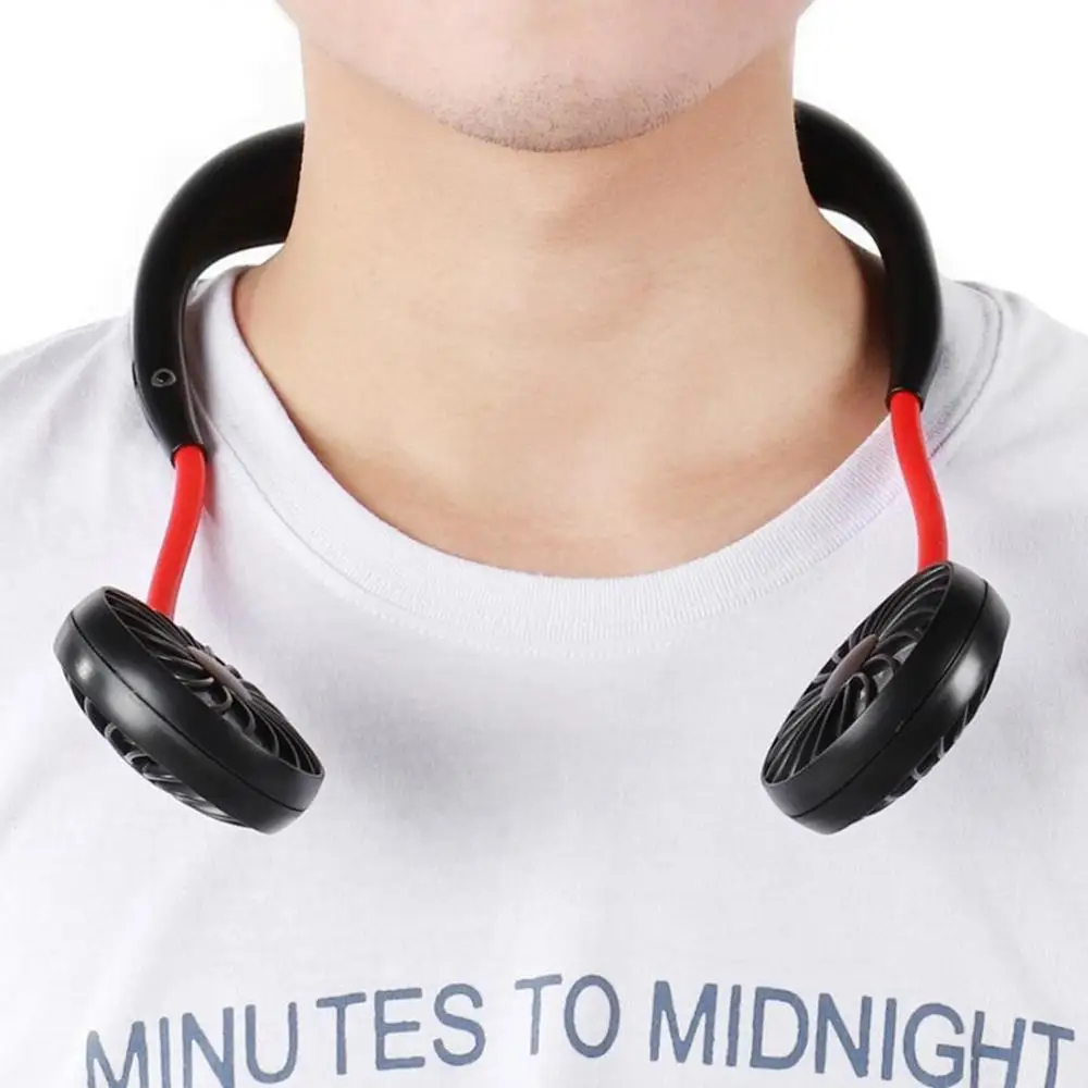 Speed Adjustable Hand Free Fan Aromatherapy Portable Handheld Mini LED USB Fan Headphone Design Neckband Hanging Fan