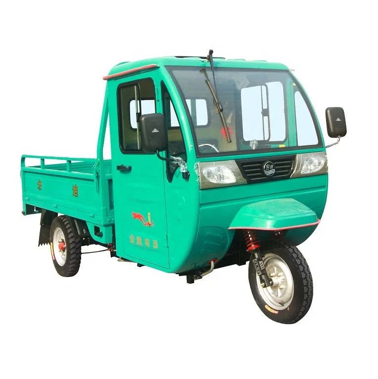 3 Wheel Electric Cargo Tricycle Loading 1 ton With Cabin Electrically Operated Tricycle
