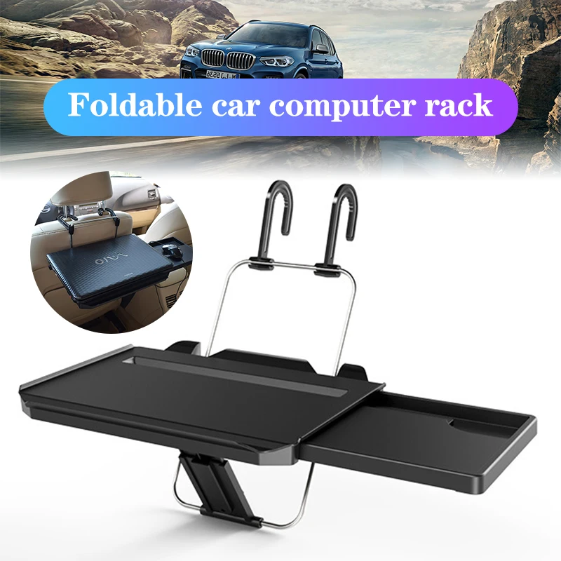 Car Steering Wheel Seat Back Laptop Tray Food Drink Table Holder Stand Foldable New Car Computer Rack with Drawer Shelf
