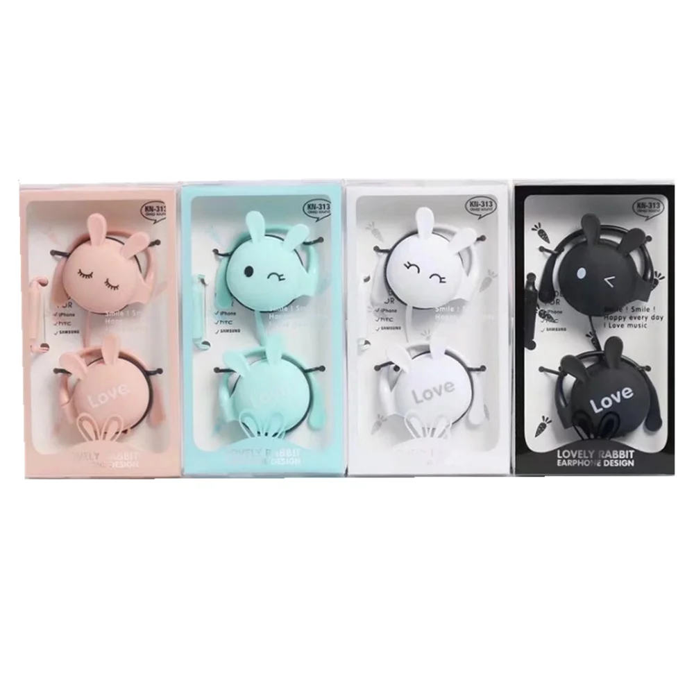 
Hifi Earphones Cute Rabbit Wired Ear-hook Headphones High Quality Heavy Bass Earbuds For Android 