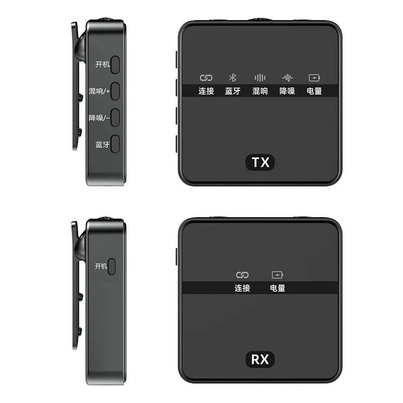 2.4G Wireless Recording Microphone System with Transmitter Receiver Clip-on Lavalier Mic for Vlog Video Recording