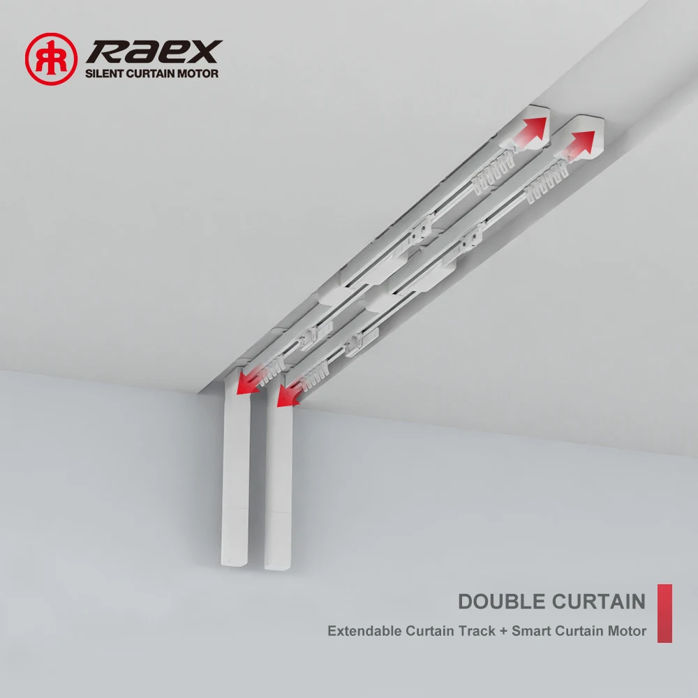 1.7m-4m Extendable Length Curtain Rods and Rails Metal Motorized Us Tuya Electric Smart Home Single White Modern Aluminum Alloy