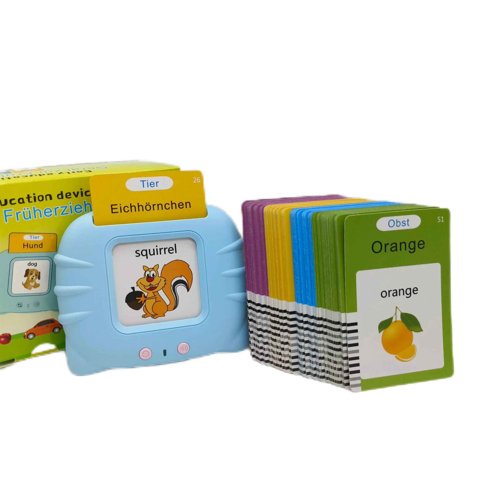 Flash Card Learning Toy Early Education Machine  Audible Language Learning Interactive Device Cognitive Cards