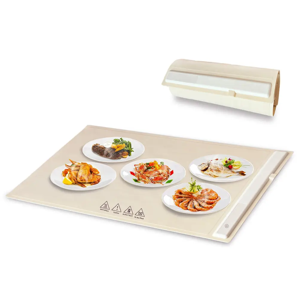 Custom Portable Foldable Heating Plate Mat Table Silicone Electric Adjustable Temperature Control Food Warming Tray