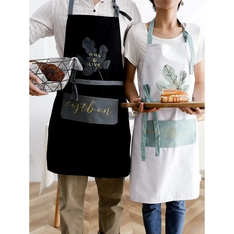 Hot sale Custom Logo Cotton Canvas Waist Strap Household Kitchen Apron with Pocket