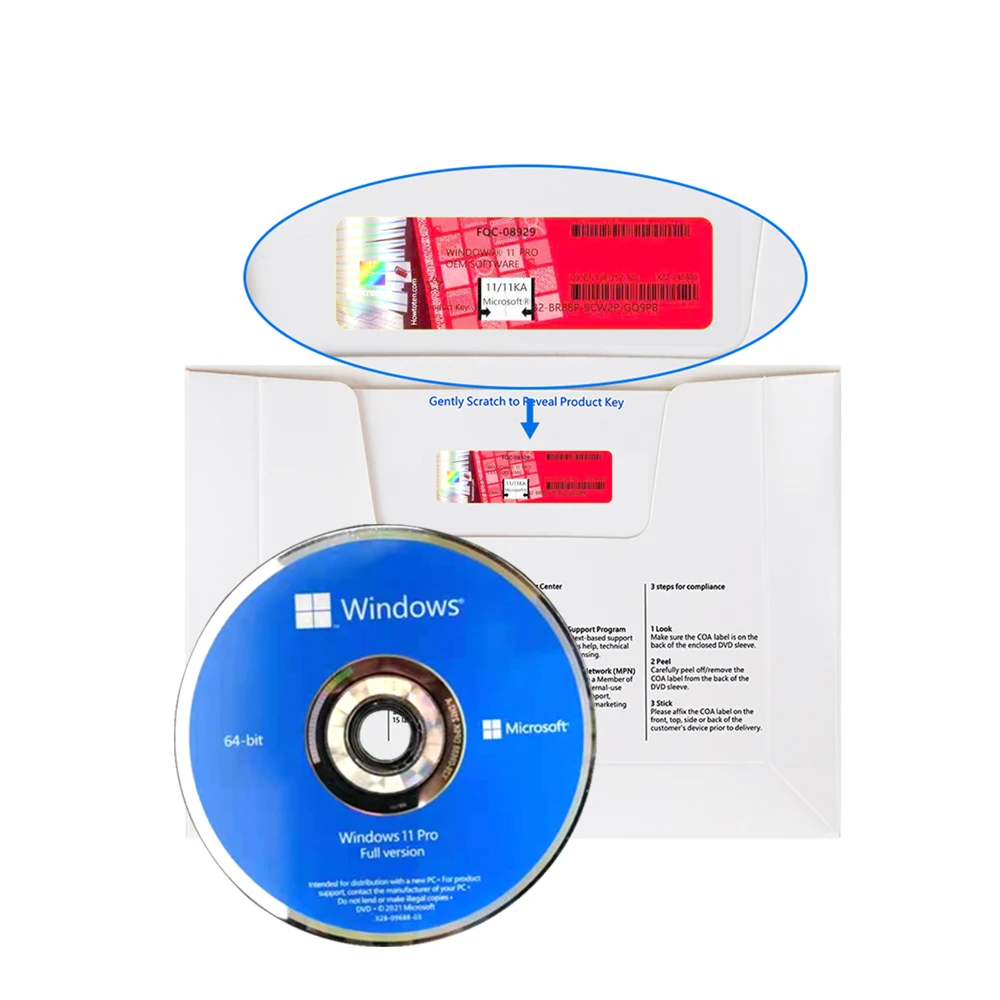 New Launching Computer Software Products ! Microsoft Windows 11 Pro OEM DVD and License Red Sticker For Windows 11 Pro