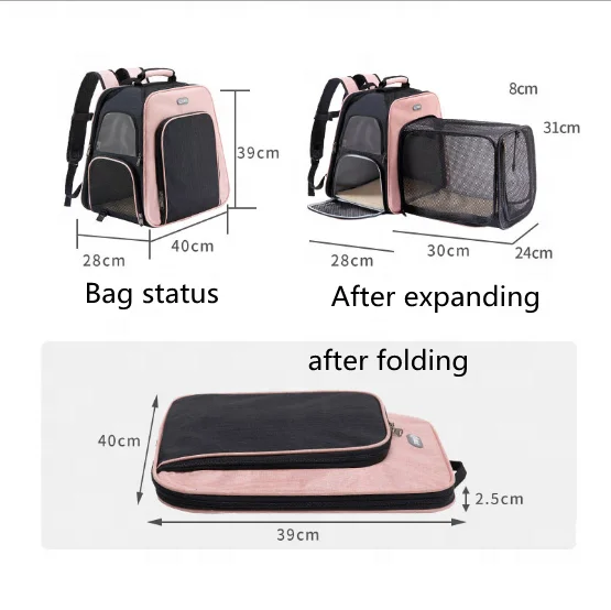 PB2021052802 Breathable Premium Dog Traveling Carrier 400X390X25 mm Folding Big Volume Pet Dog Carrier Bag