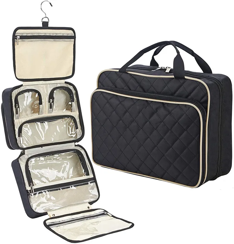 Wholesale Pu Travel Cosmetic Makeup Bag Brush Set Zipper Bag Makeup Train Case