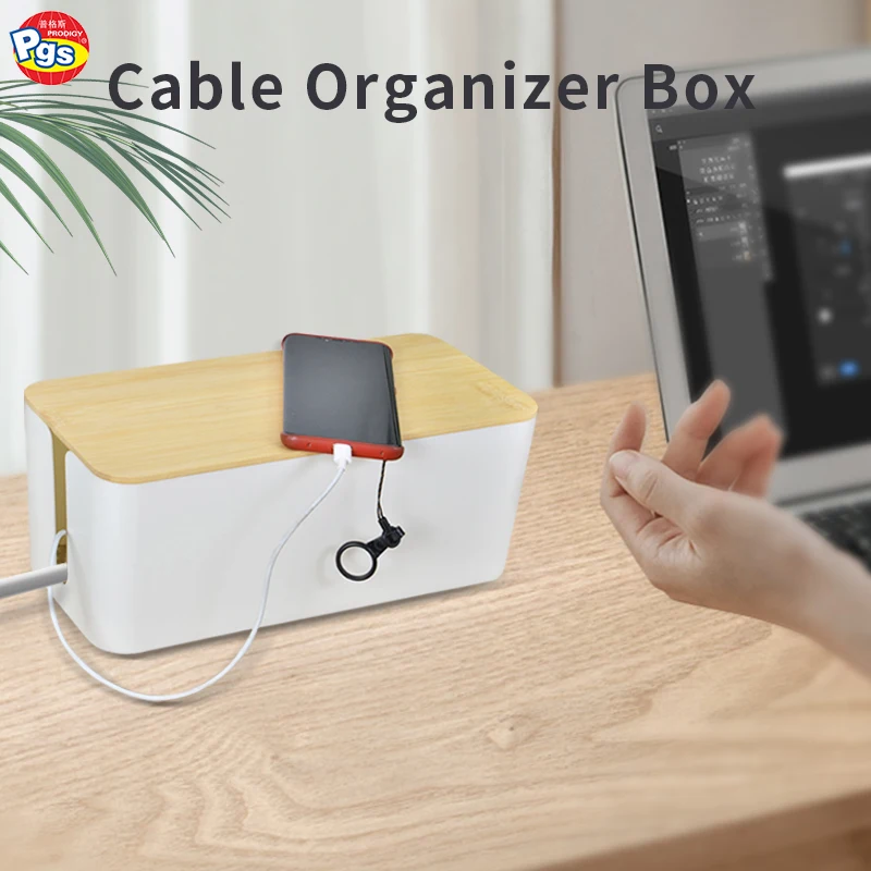PRODIGY COB01 Cable Box Organizer cable Tidy Box bamboo Cable Storage Box
