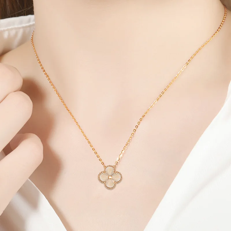 Suyan Jewelry Made In China Ladies Clover Jewelry Set earring ring bracelet Stainless Steel 18K Gold Women Necklace