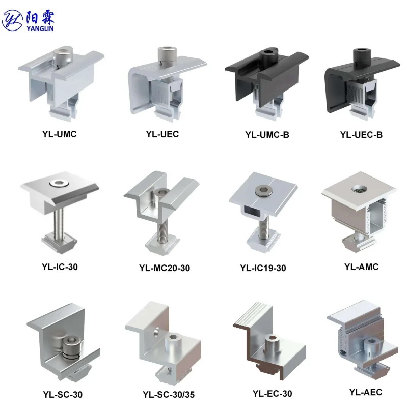 Solar Panel Mounting System Aluminum Rail Adjustable End Clamp 30-45mm