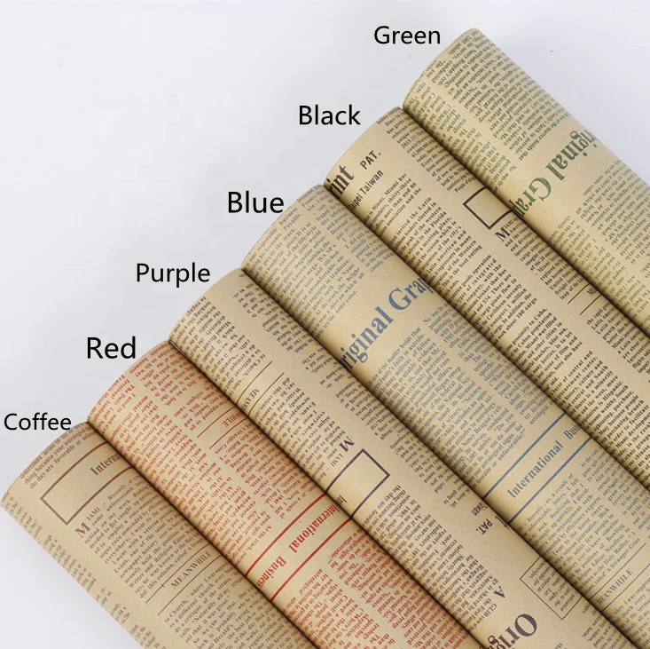 45 sheets/ pack 40 sheets Per Bag Vintage Kraft Paper Newspaper Gift Wrapping Paper Flower Wrapping Paper
