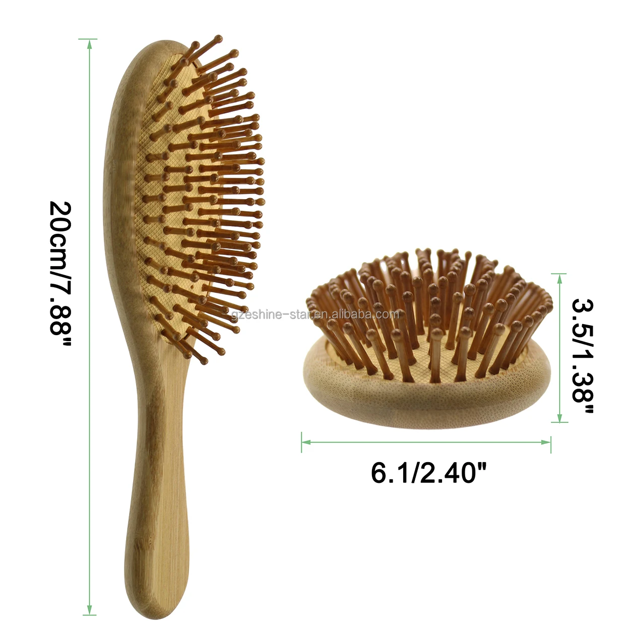 Eco-Friendly Natural Bamboo Bristles Wood Paddle Detangling Hairbrush for Massaging Scalp