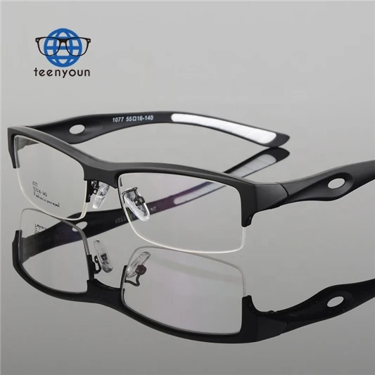 Teenyoun Half Frame Flexible Tr90 Glasses Blue Light Blocking Lenses Eyewear Rectangle Men Optical Sport Eyeglasses