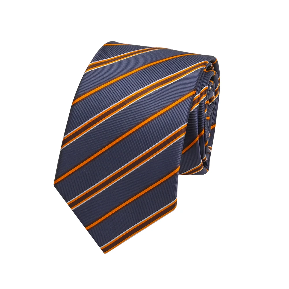 YiLi Handmade Jacquard Woven Microfiber Polyester Orange Brown Tie