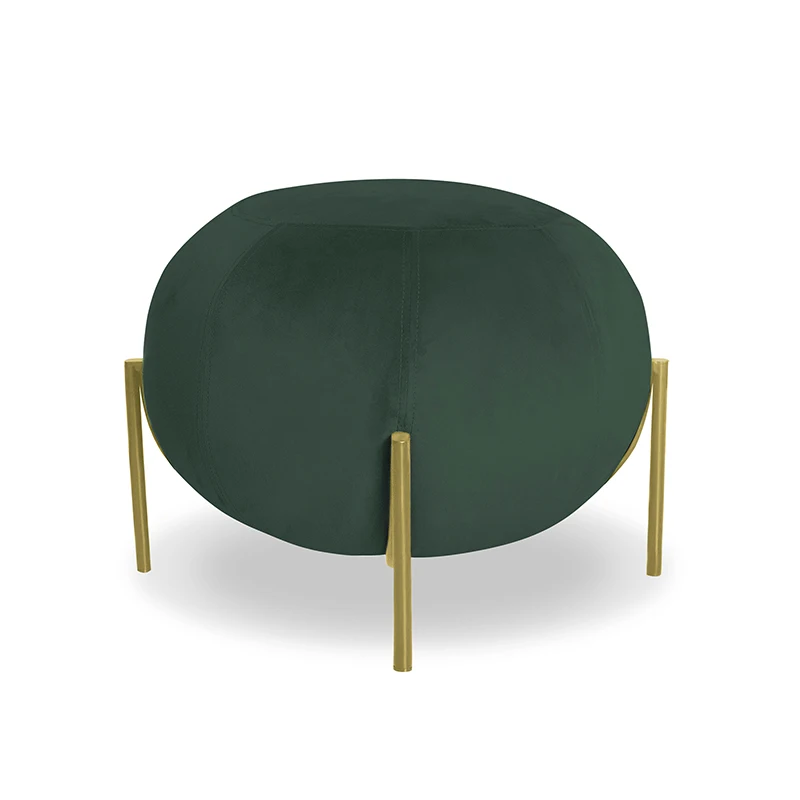 modern Green upholstered foot stool round velvet stools