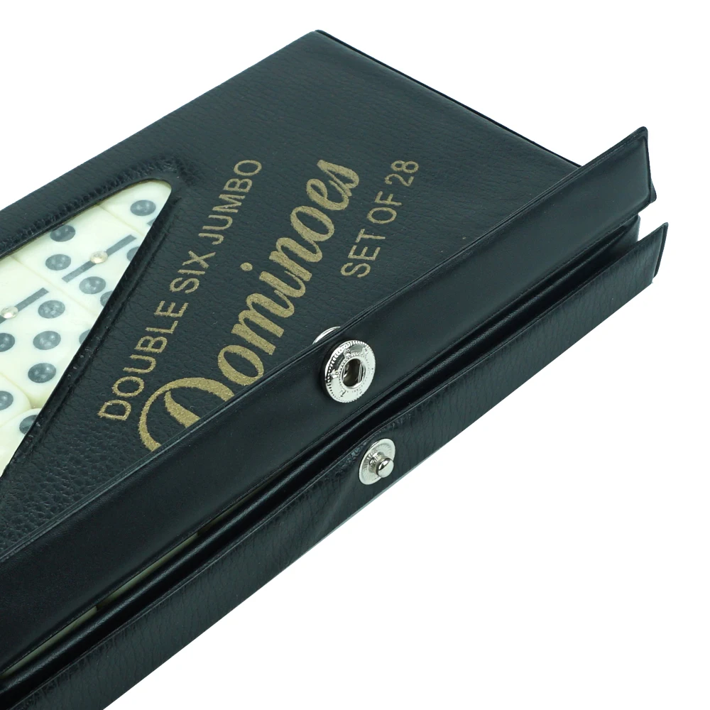 Professional custom engrave logo on 5010 domino set with black pvc box domino  blocks wholesale for  classic table game