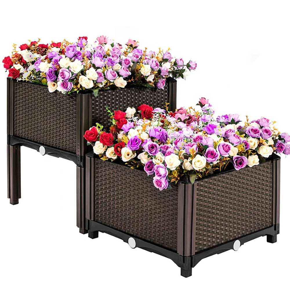 VERTAK hot sale raised garden bed outdoor plastic vegetable and flower square planter box