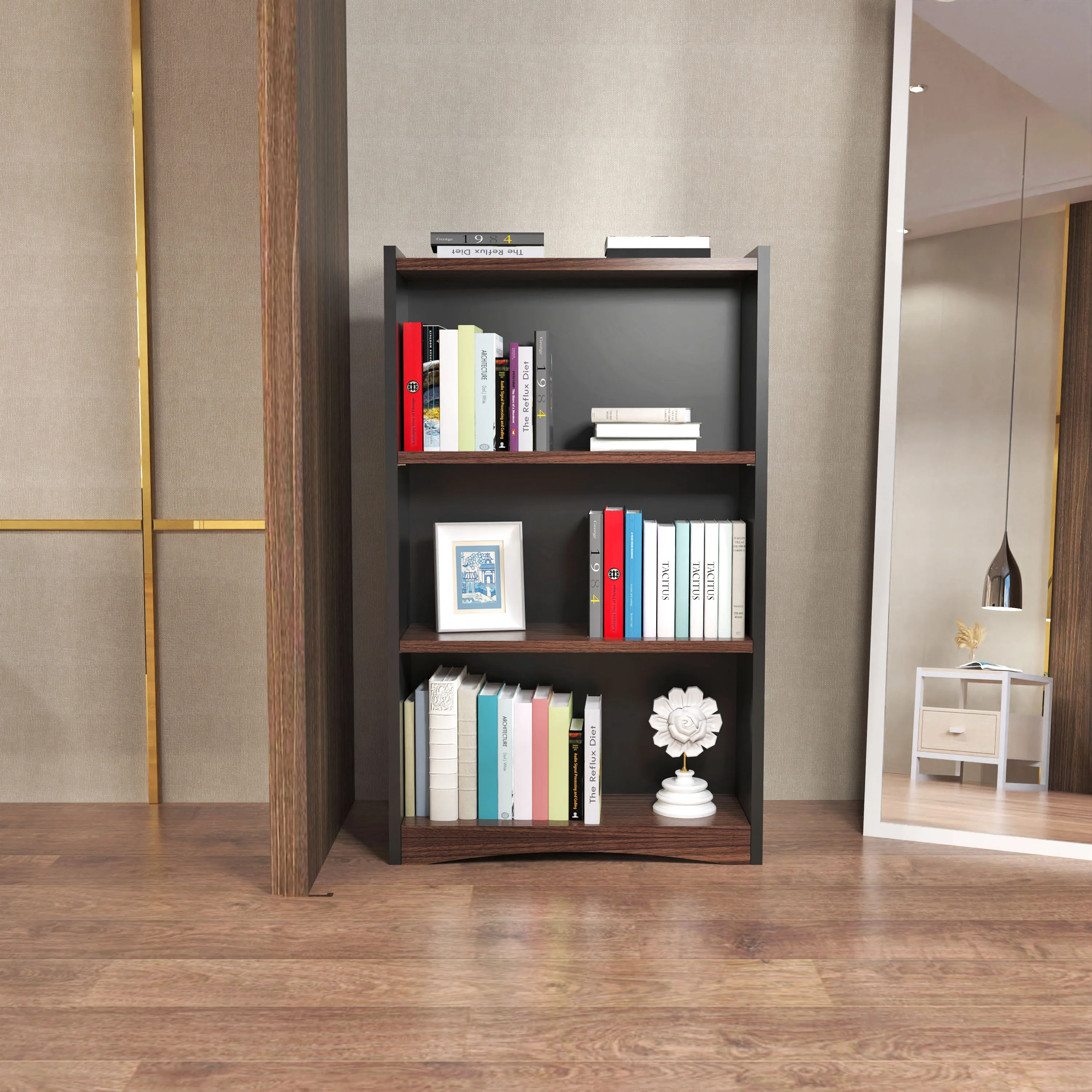 Custom minimalist home bookshelf with storage living room wooden multi-functional bookcase