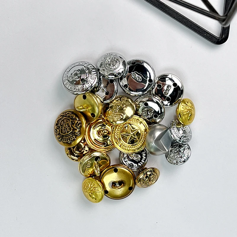 High Quality Customized Gold Silver Dual Color Uniform Buttons Exquisite Brass Coat Cloak Button