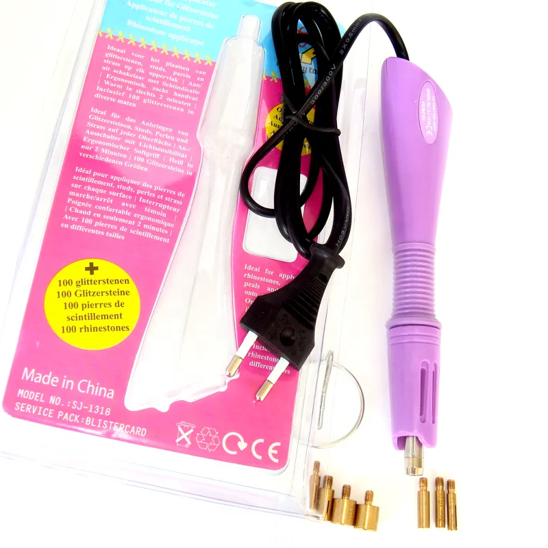 Электрическая вилка штепсельная фиолетовый розовый белый Утюг на палочке инструмент для горячей фиксации страз аппликатор