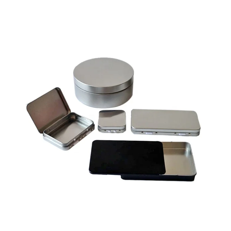 Child Resistant Sliding Tins Boxes Tinplate Box with Insert Tray Childproof Rectangle Metal 3.5 Paperboard Childproof Packaging