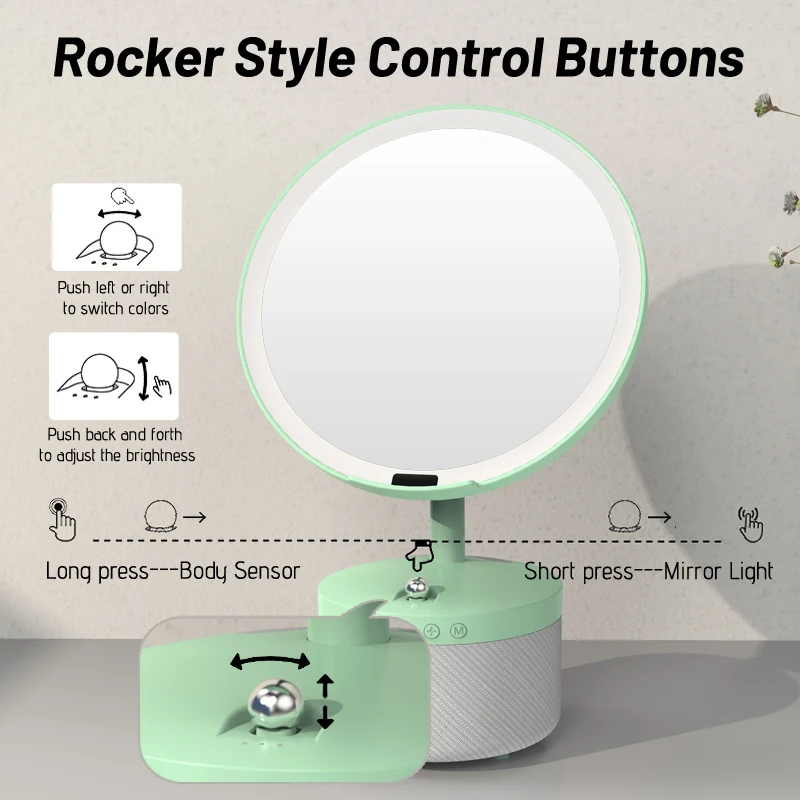New Design Premium Smart LED Makeup with Bluetooth Speaker and Wireless Charging Features