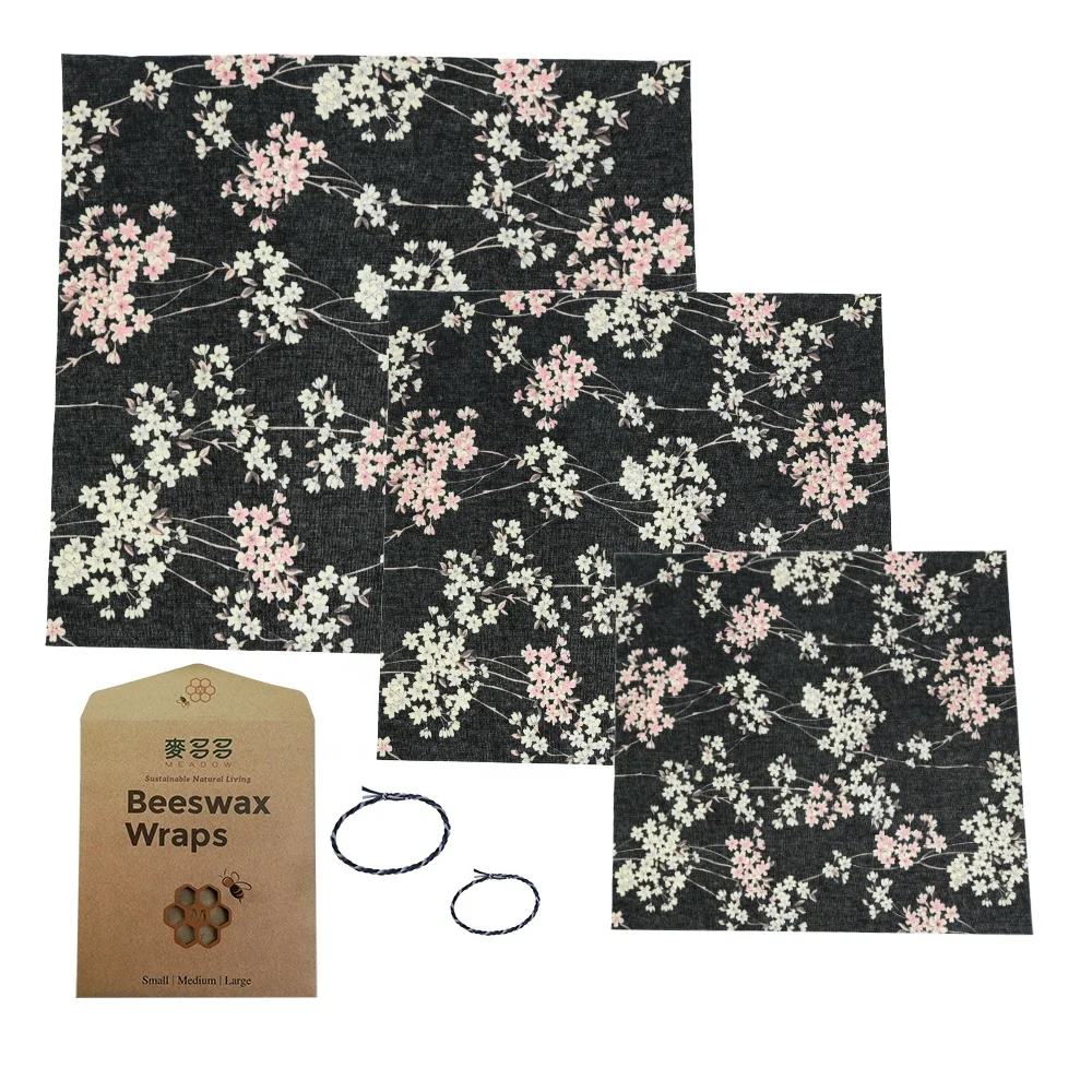 100% Cotton Eco Friendly Beeswax Food Wrap Organic Sustainable Reusable Beeswax Food Storage Wraps