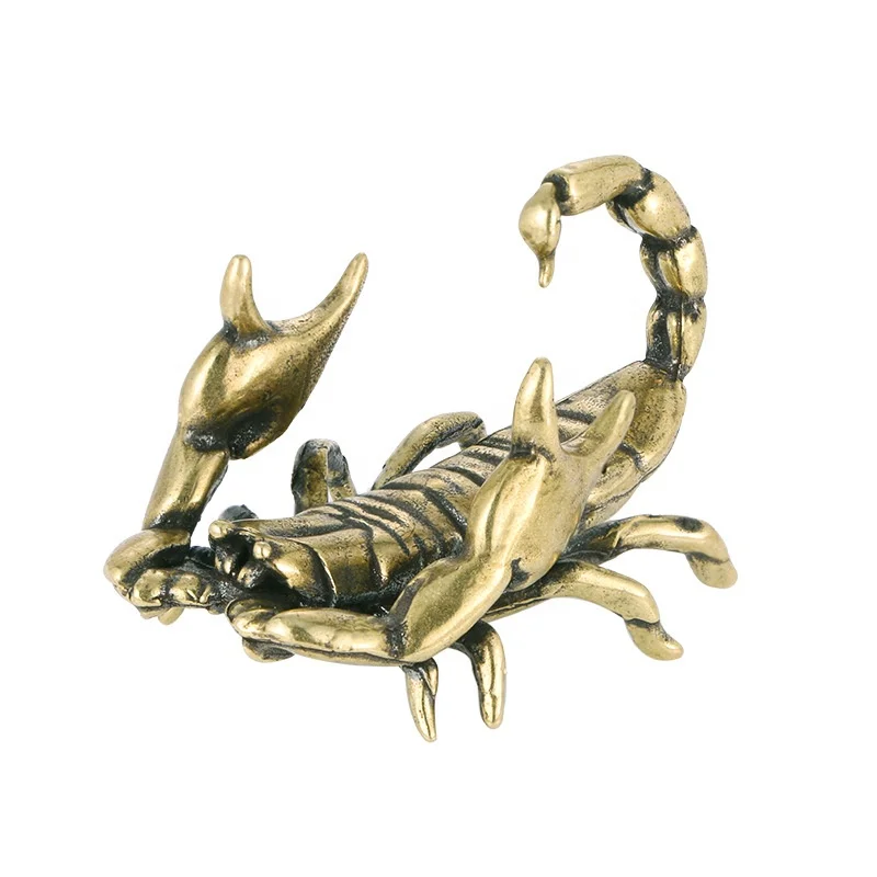 2022 high-end custom mini brass material scorpion pen holder desk decoration copper crafts wholesale