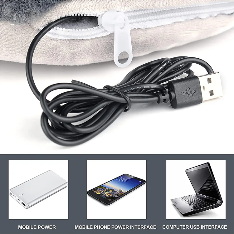 Mydays Outdoor Removable Washable USB Charging Electric Furry Foot Warmer Pad with Heating Functional
