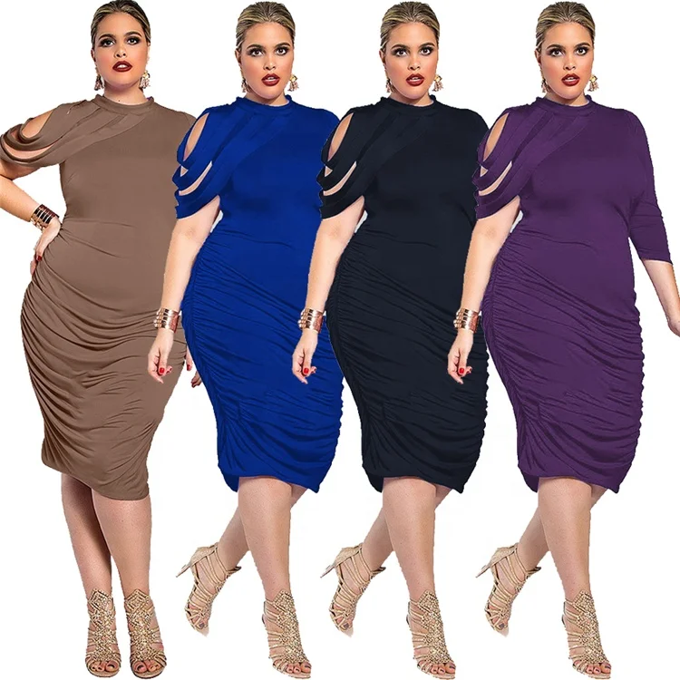 5XL Plus Size Long Sleeve O- neck Milk Fiber Dresses Casual sun zimmer corset dress For Fat Women